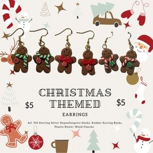 Gingerbread Christmas Cookie Themed Earrings